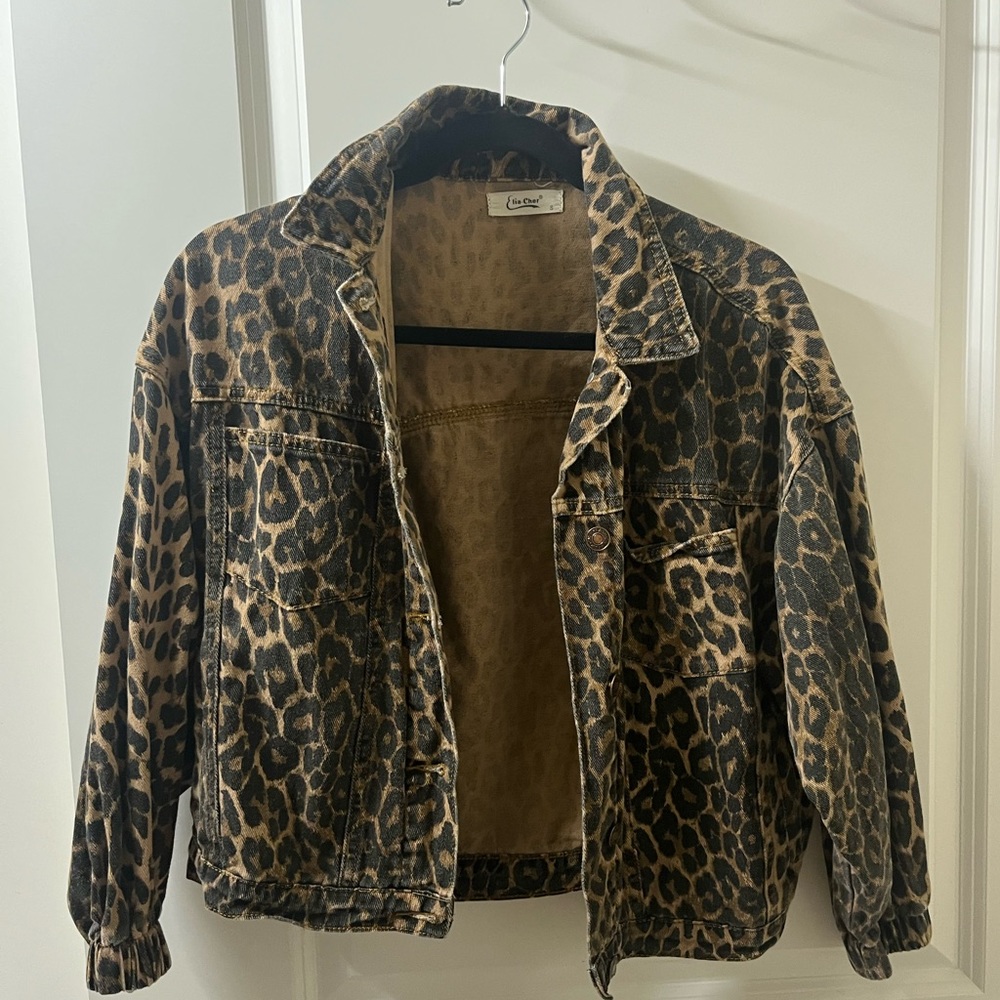 Leopard print Jean jacket